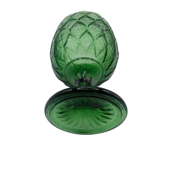 Vintage Harlequin Pattern Green Glass Pedestal Drinking Wine Water Goblet - Picture 11 of 12